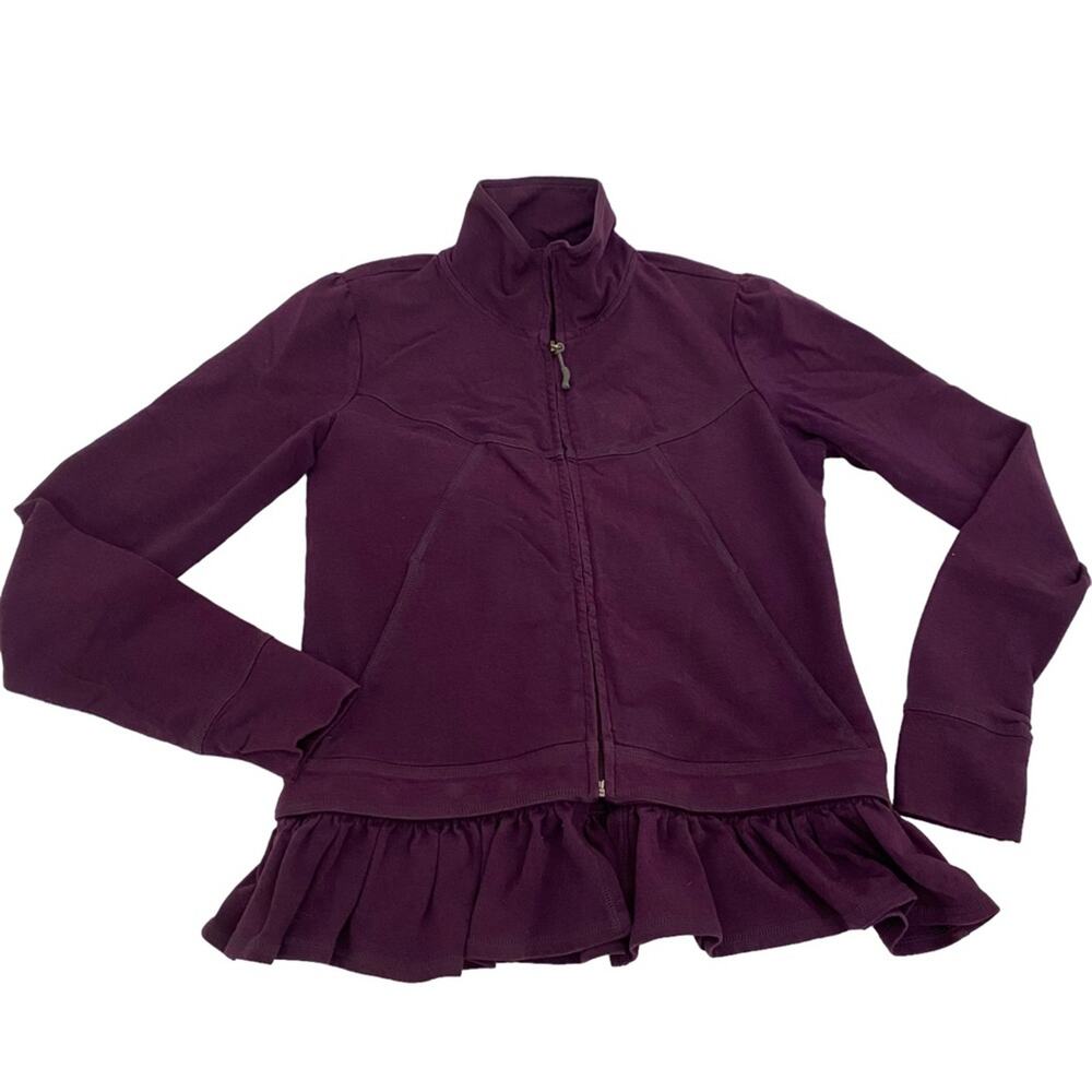 Athleta Size Small Full Zip Removable Ruffle Purple Sweatshirt Workout Jacket